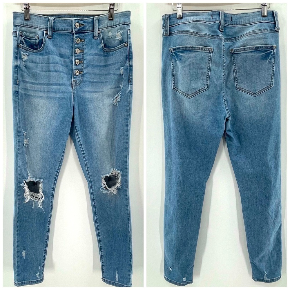 Eunina Distressed Bella Super High Rise Skinny Ankle Size 13